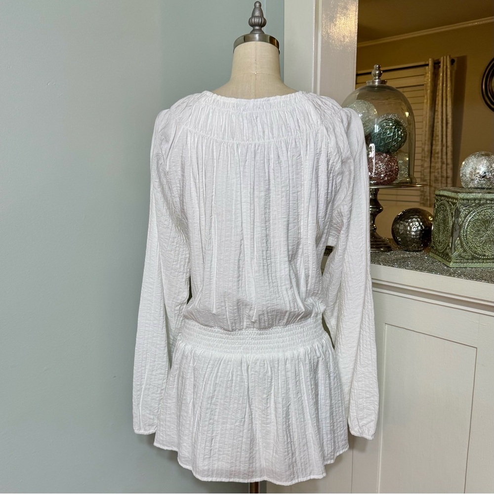 Lane Bryant Textured Shirred-Waist Peplum Top White Plus Size 24 NWT - Picture 8 of 12